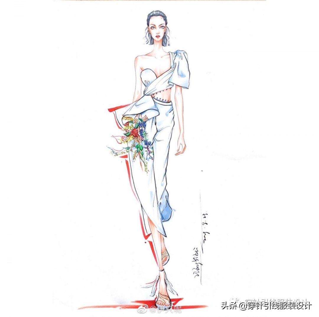 礼服服装效果图手绘,西装手绘服装效果图