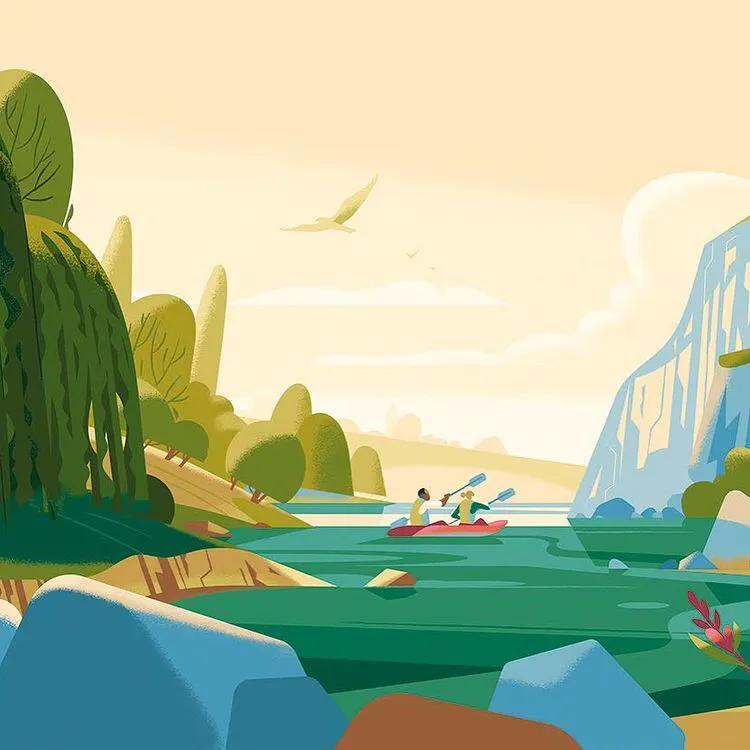 欧美风插画风景图文,迷人风景插画图片大全