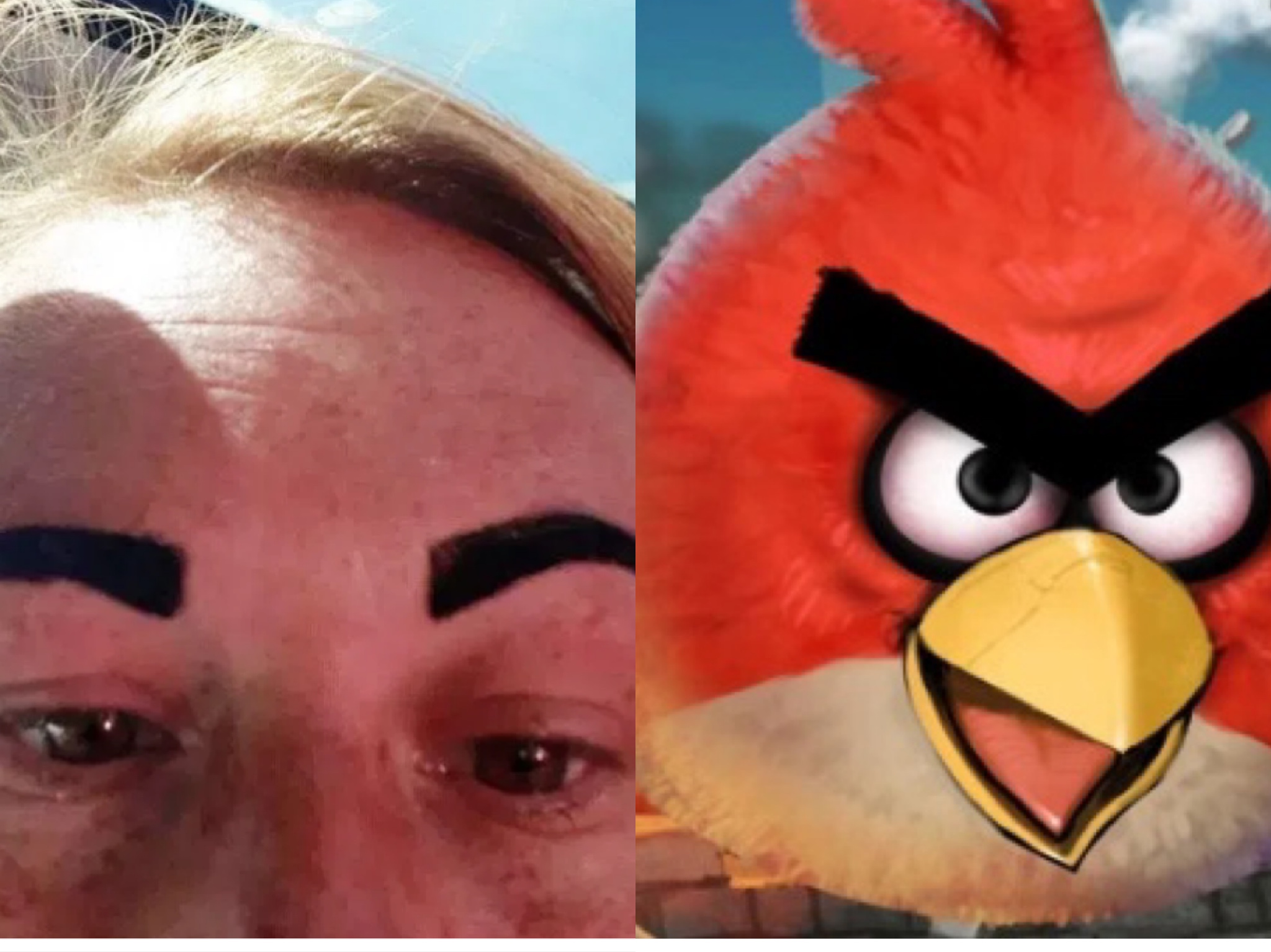 澳洲一女子度假前修眉变“修没”，补救后像愤怒的小鸟，不敢出门