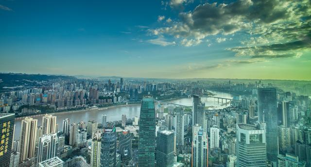 重庆曼哈顿风景,从白天到晚上夜景视频