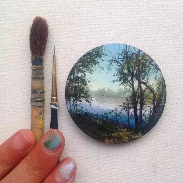 去艺术馆旅游回来画一幅画,油画风景随身带