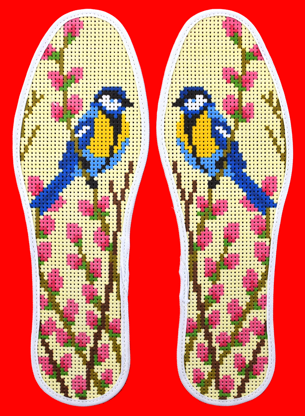 陕北鞋垫传统纹样图案,阶梯形的鞋垫花纹图案