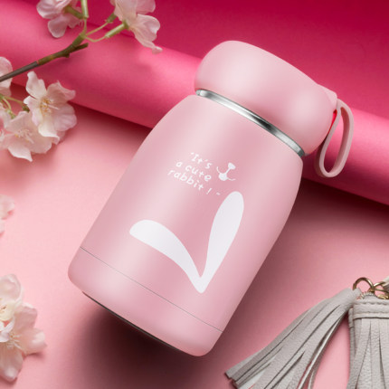 可以背着的保温杯可爱少女心,少女心渐变色保温杯800毫升