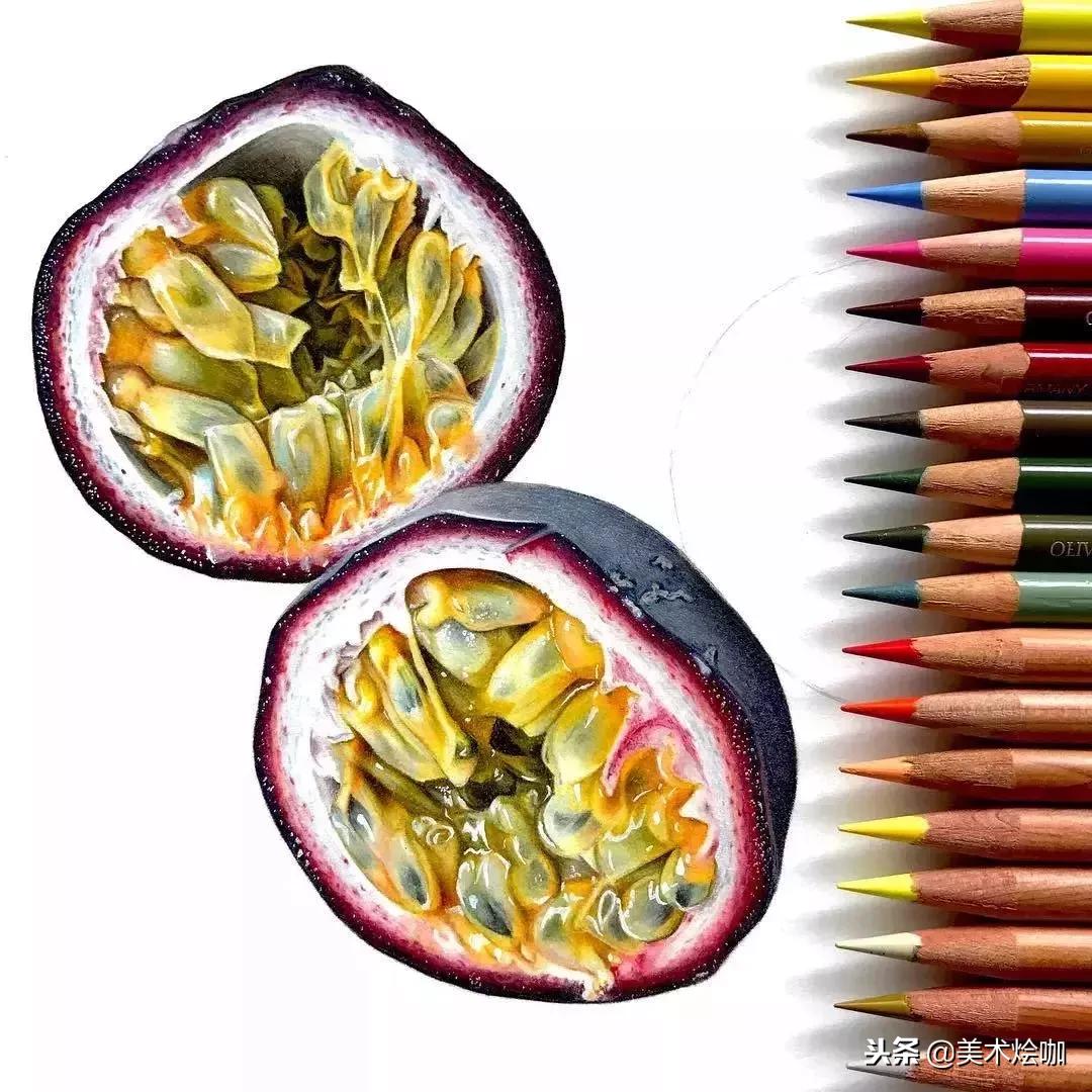 彩铅画教程超写实零基础入门,超写实彩铅画高清大图水果组合