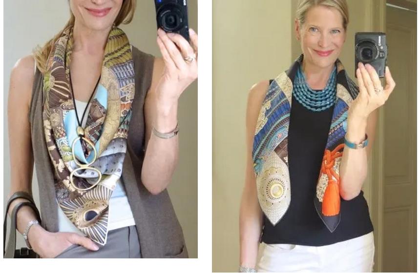 简单到一学就会的丝巾搭配,时尚博主丝巾搭配