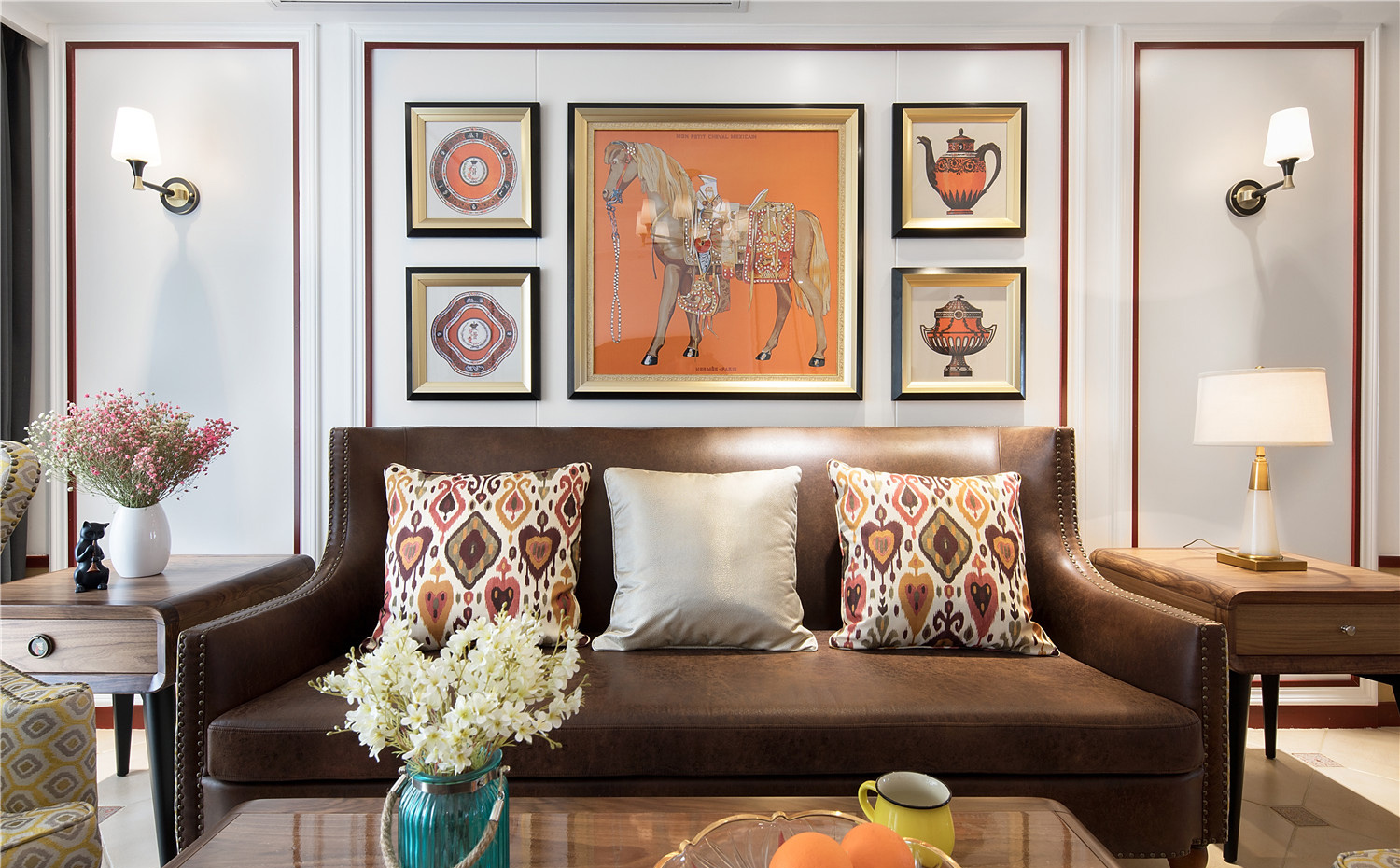 房子装修漂亮便捷的背景墙来啦,背景墙较短新中式效果图大全