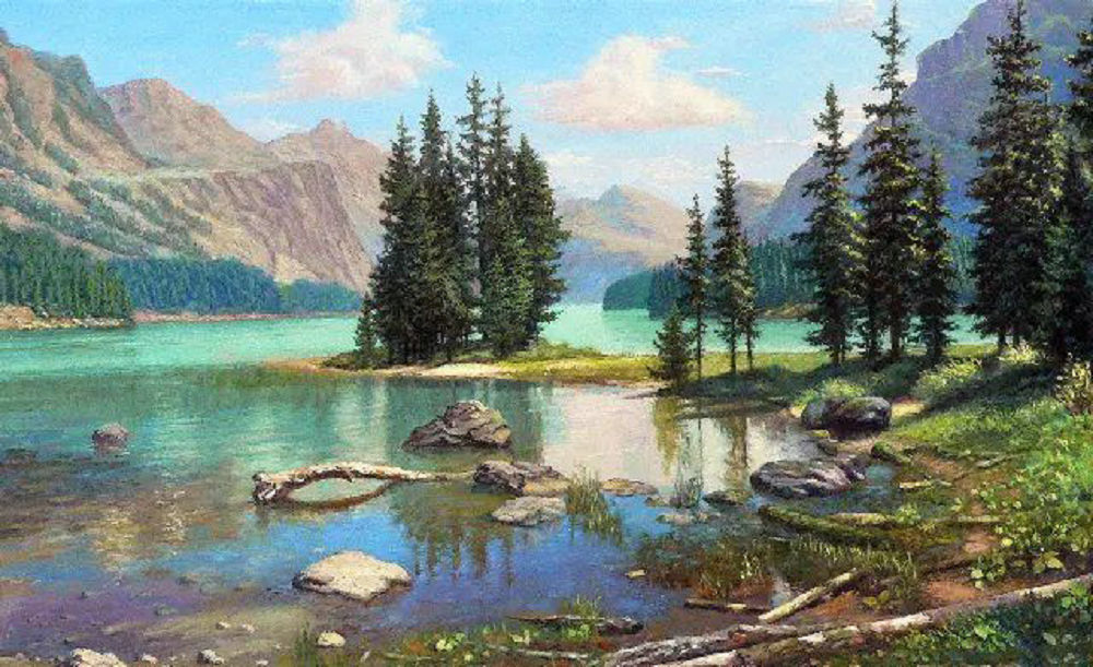 最新朝鲜风景油画图文,朝鲜大型山水风景油画图片集