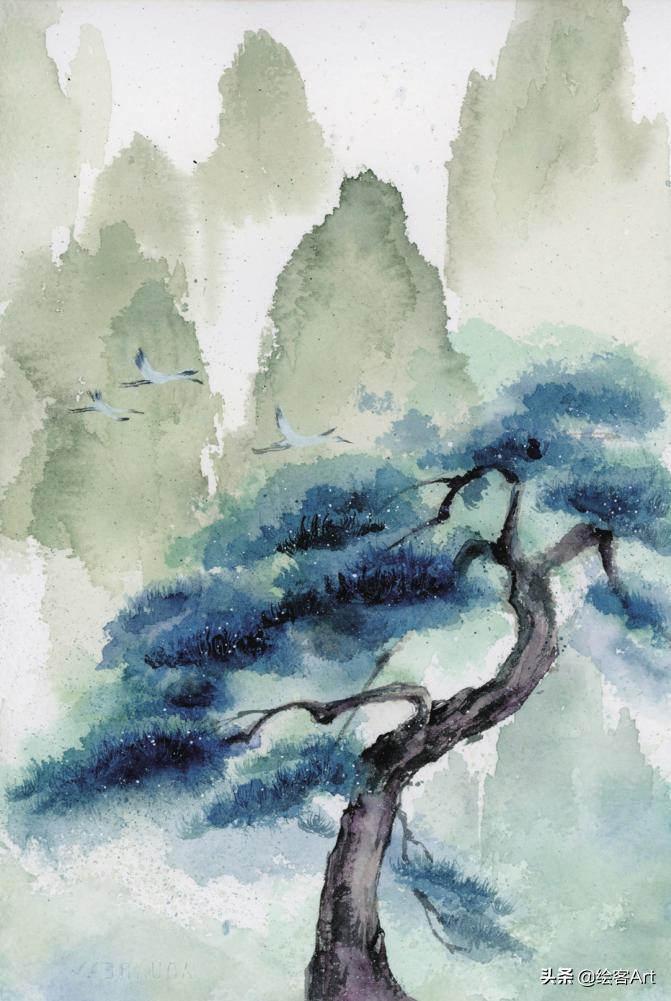 简单的水彩山水画教程,简单的水彩风景画怎么画