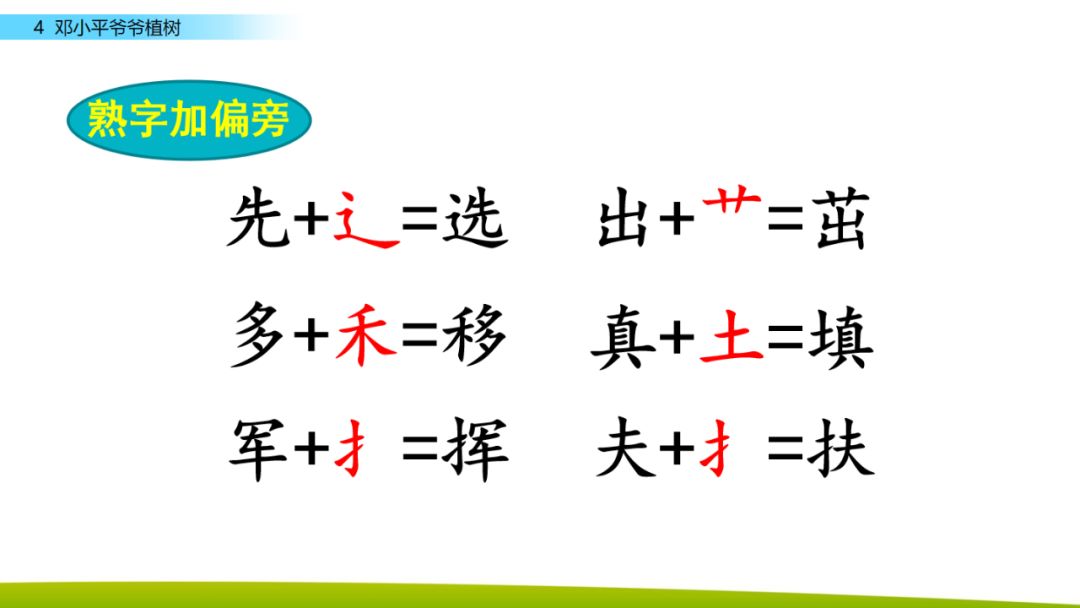 部编版二年级下册语文第4课《*小平邓**爷爷植树》知识点+图文讲解