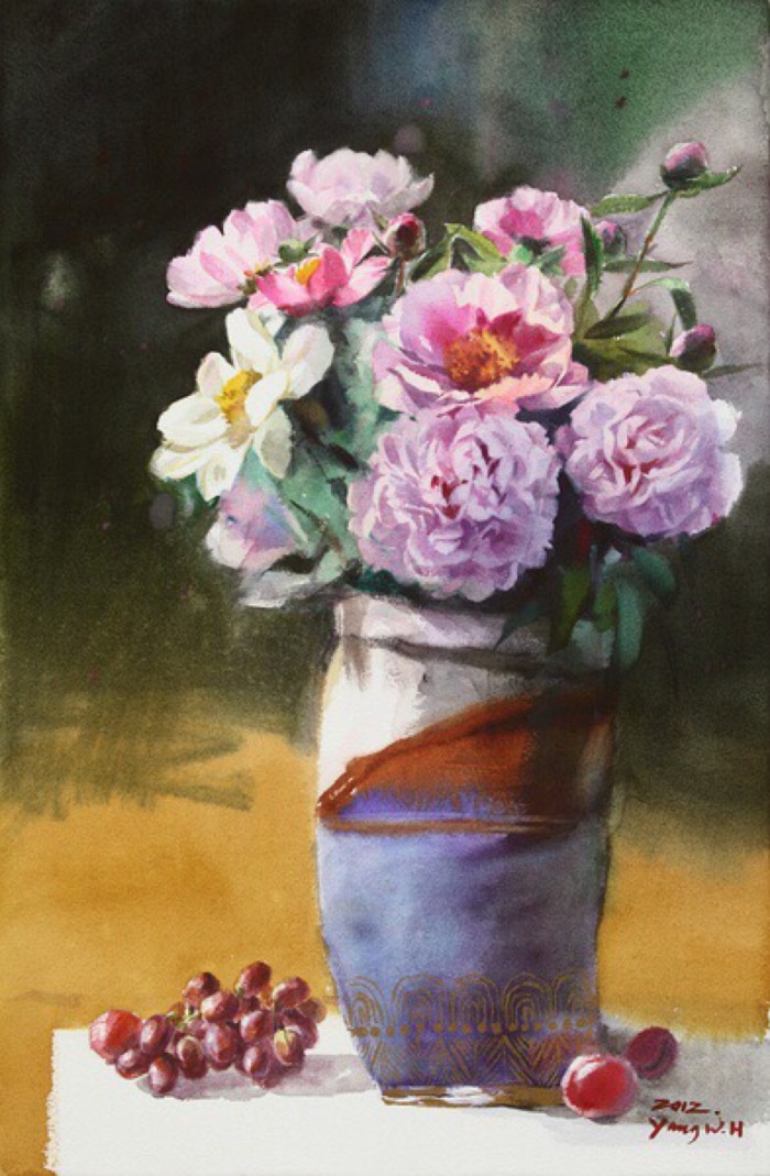 写实水彩花卉单体,细腻写实的花卉植物水彩手绘