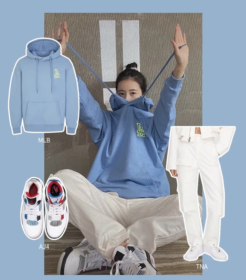 周雨彤衣服太大胆了，紫色休闲服又甜又凉爽，所以敢穿