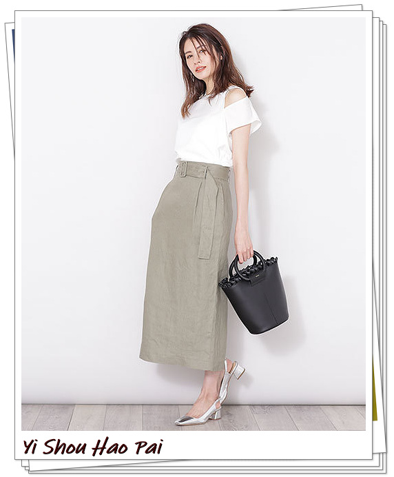 亚麻垂感半身裙,洋气半身裙白色亚麻材质