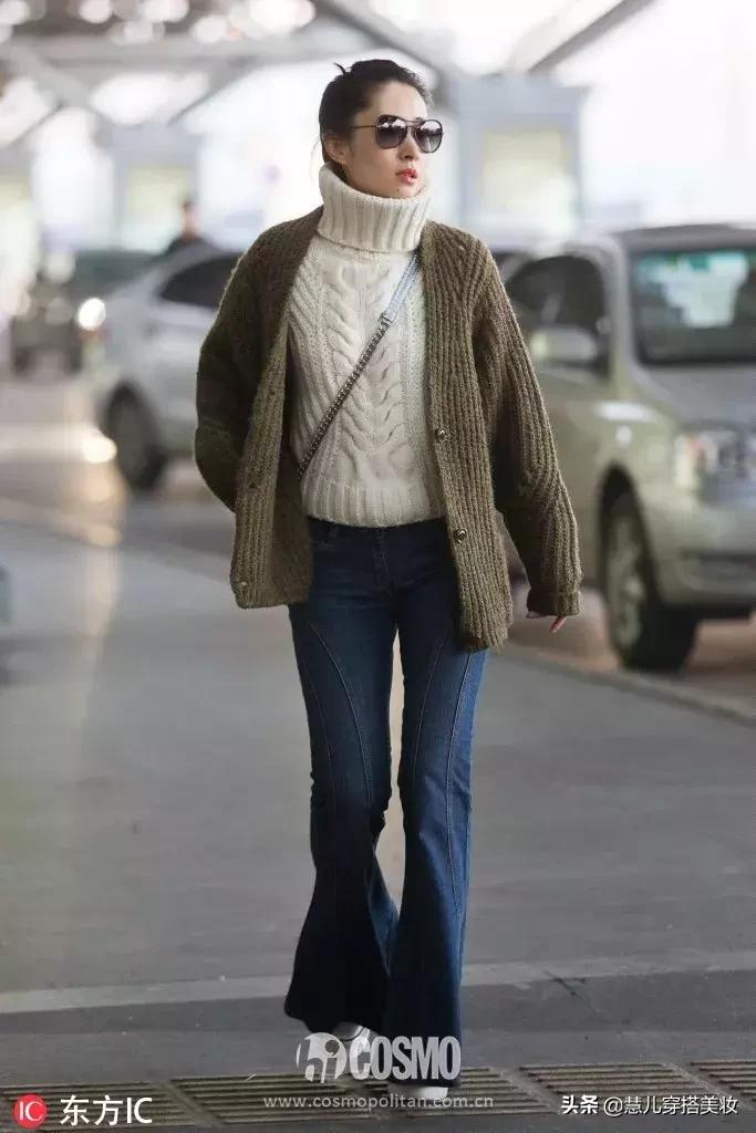 针织开衫加阔腿裤春,黑色v领针织小开衫搭配阔腿裤