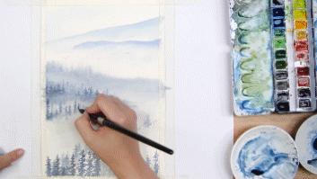 夏日清新简单水彩教程,最简单的水彩风景画法