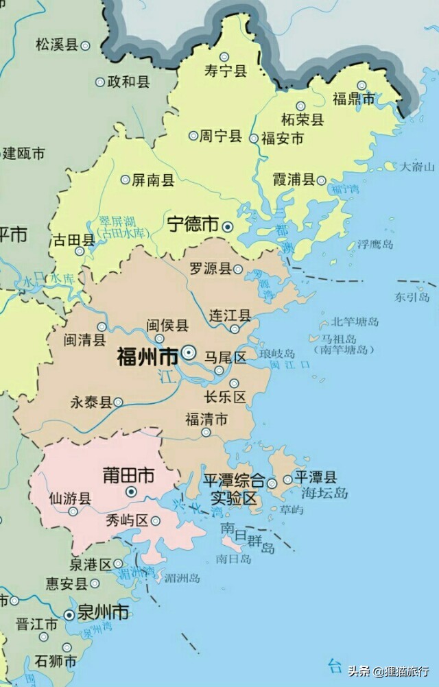宁德、福州、莆田、泉州、厦门、漳州，福建的6个沿海城市