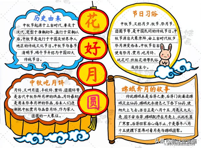 中秋中秋节手抄报,中秋节手抄报迎中秋庆国庆