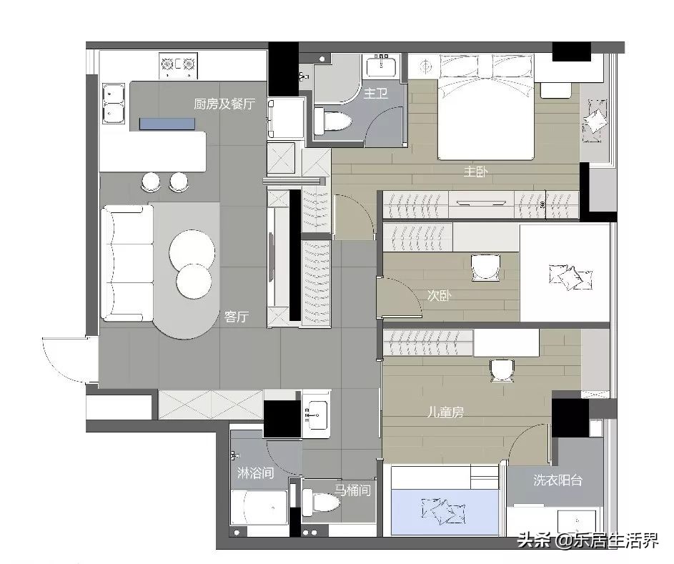 二胎妈妈太用心！89m²三室两厅里，塞下足足36m³储物空间