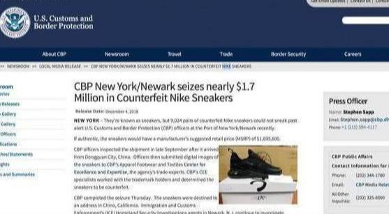 国外查获假鞋,英美海关查获莆田假冒鞋