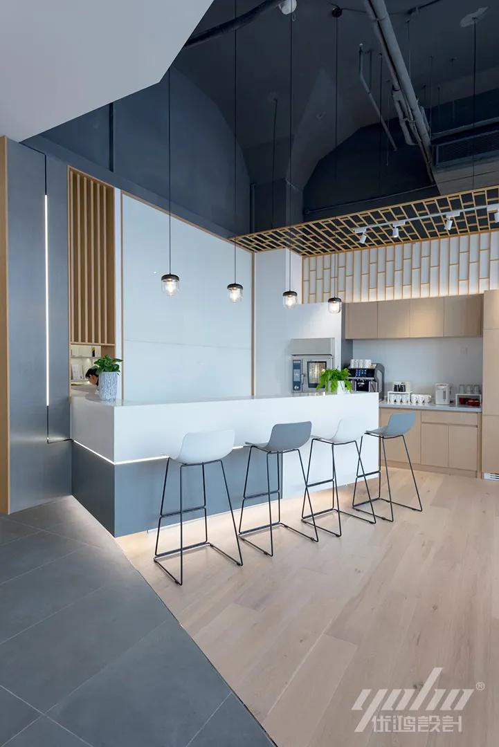 极简办公室水吧台组合效果图,现代轻奢办公室吧台