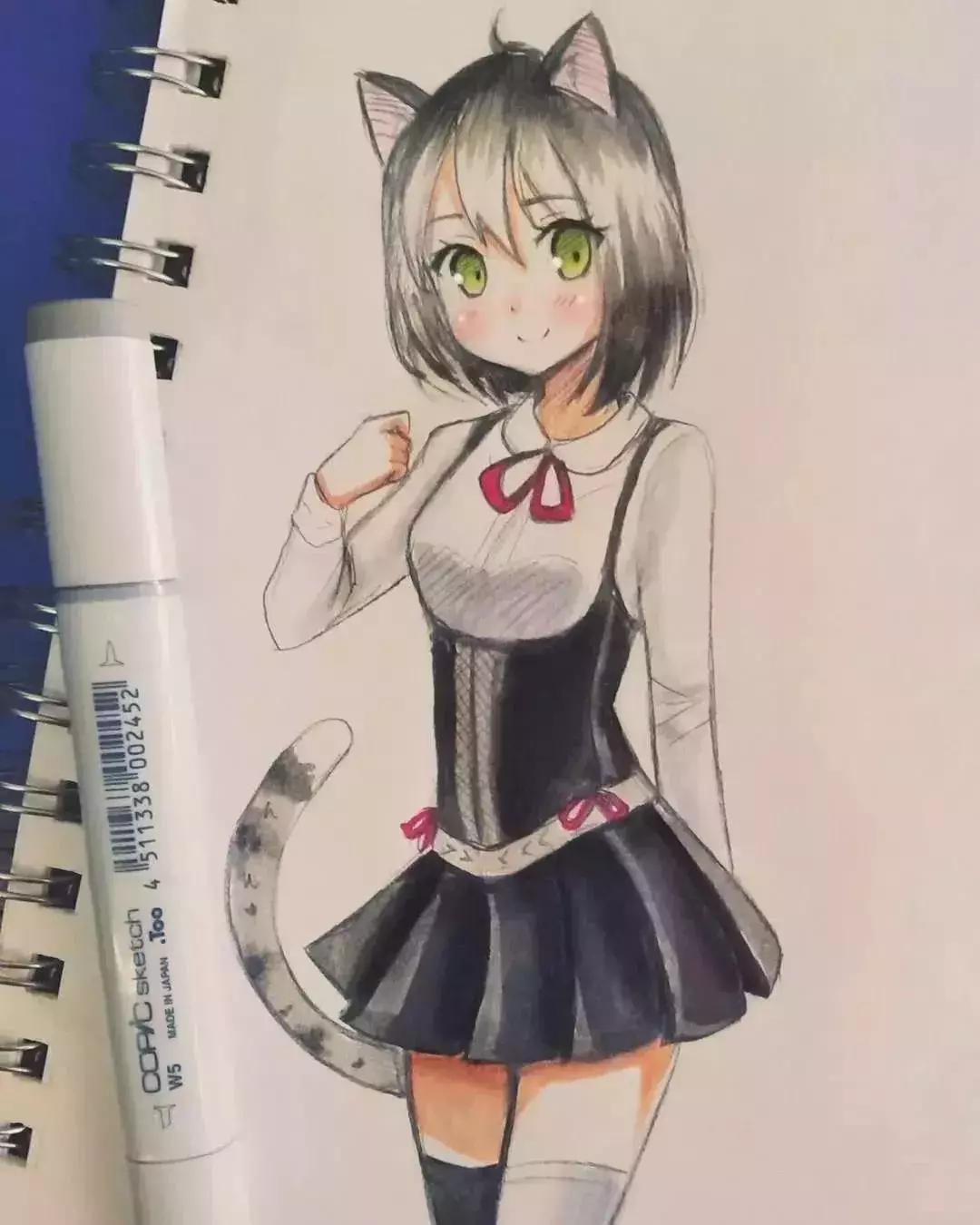 可爱动漫人物手绘马克笔,马克笔好看的动漫人物