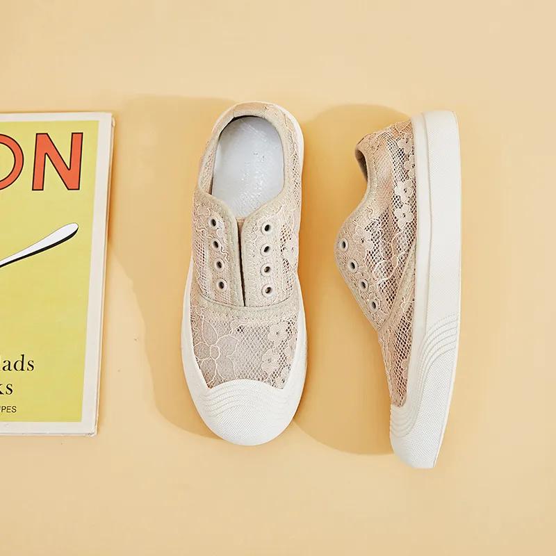 春款透气蕾丝懒人鞋,蕾丝亚麻懒人鞋