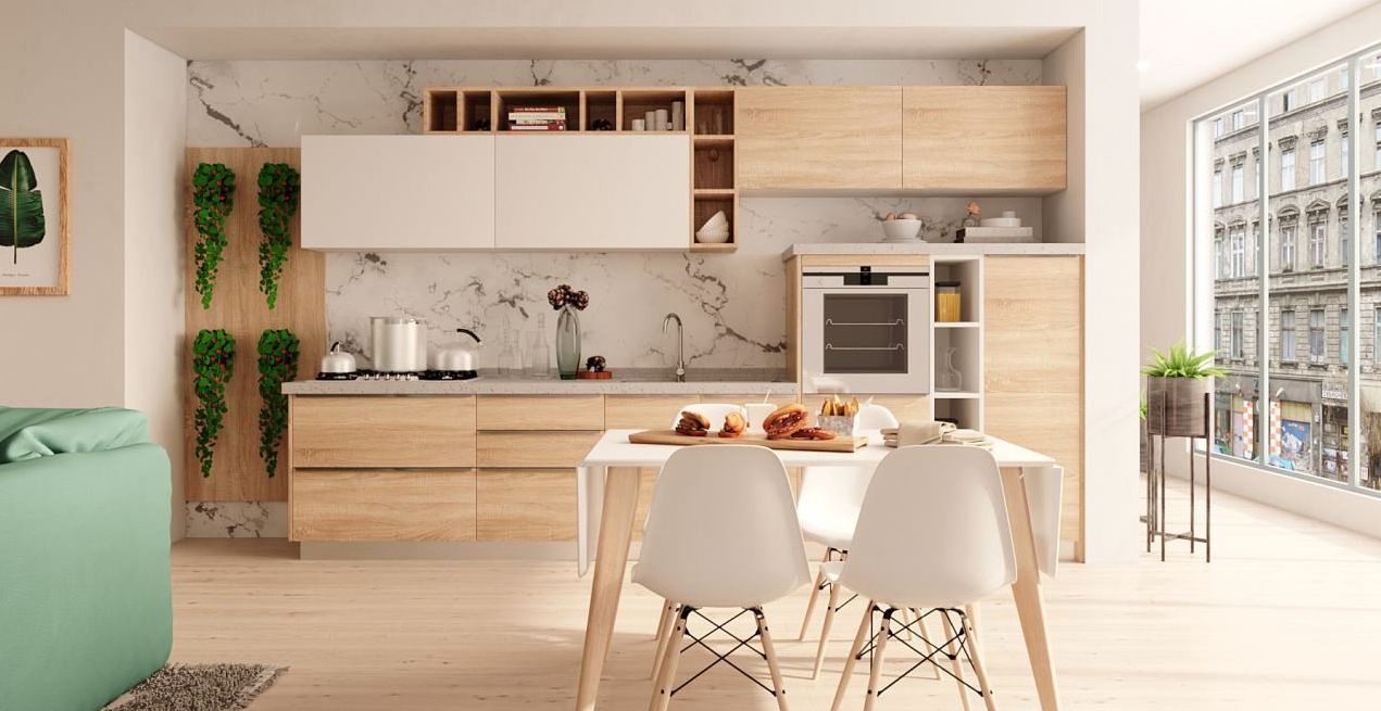 厨房餐厅装修效果图大全中式风格,入户左边厨房客餐厅装潢效果