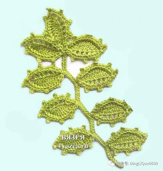 树枝树叶的编织图解,树叶钩针编织教程图解