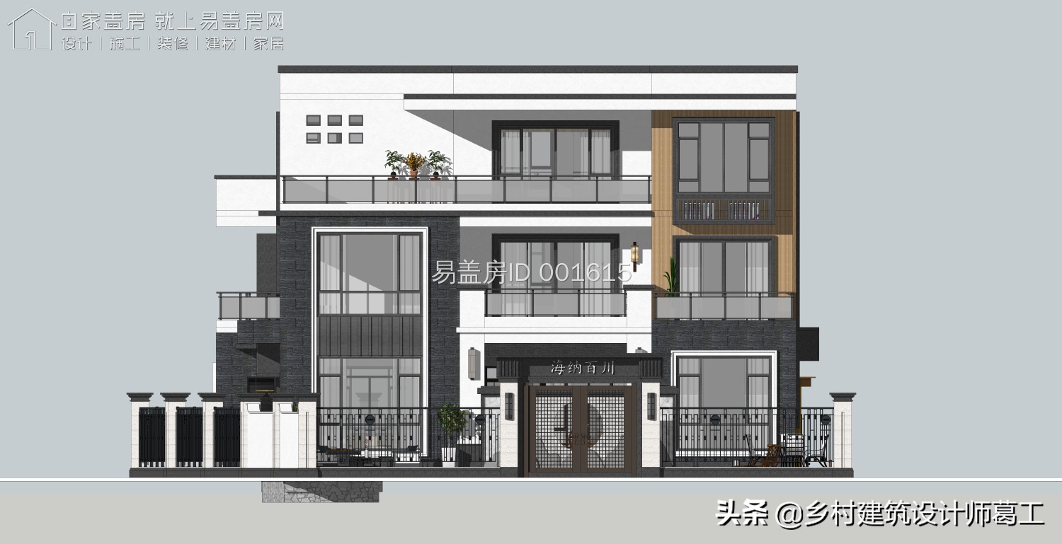 西向现代风三层别墅,现代风2间三层带院子别墅