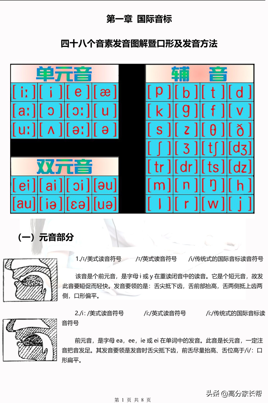 8分钟教会你48个国际音标，父母在家也能教孩子！孩子也能自学