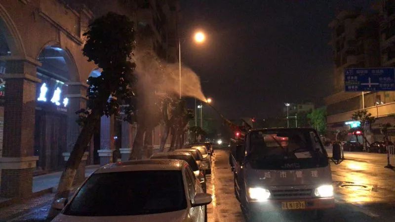 番禺|桥南汇景大道现“飞霜”?原来是这种害虫泛滥!桥南街绿化队出动了