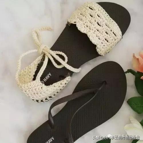 旧鞋底改造钩针鞋教程,手工钩鞋教程春夏季椰子鞋