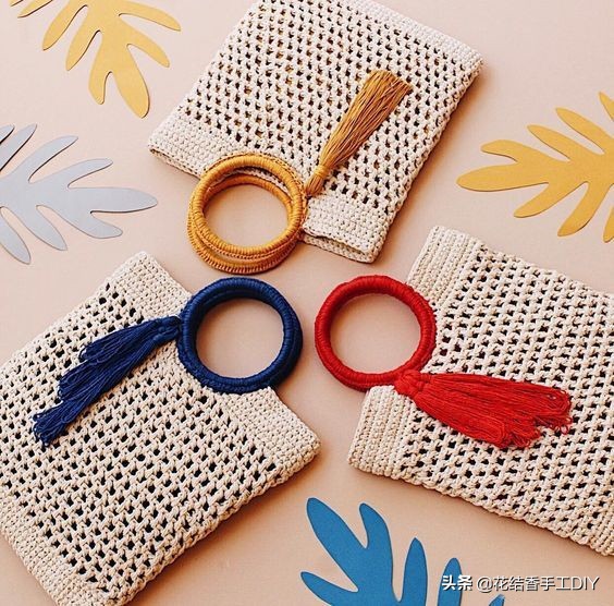 好看的毛线编织小包包,春天里的小包包