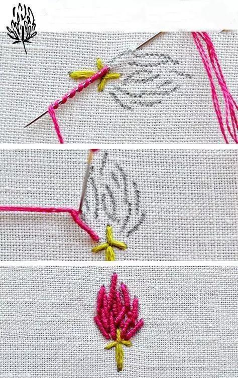 刺绣教程4种简单的小花图案,精美的立体花朵刺绣教程