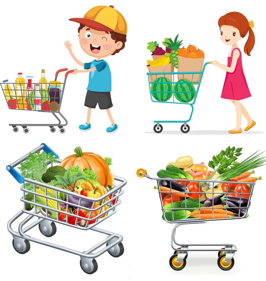 怎么画疯狂购物车图片,创意思维儿童画