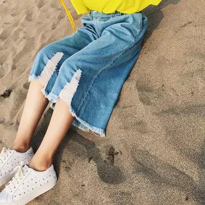 牛仔裤怎么改造成破洞流苏,旧牛仔裤腿简单变裙子