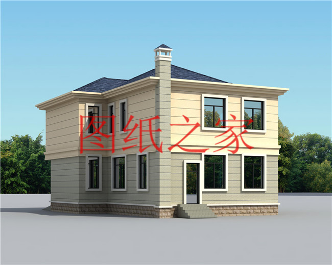 农村简约别墅宅基地,现代简约长方形二层别墅