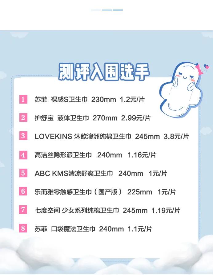 卫生巾测试推荐,测了8个爆款卫生巾