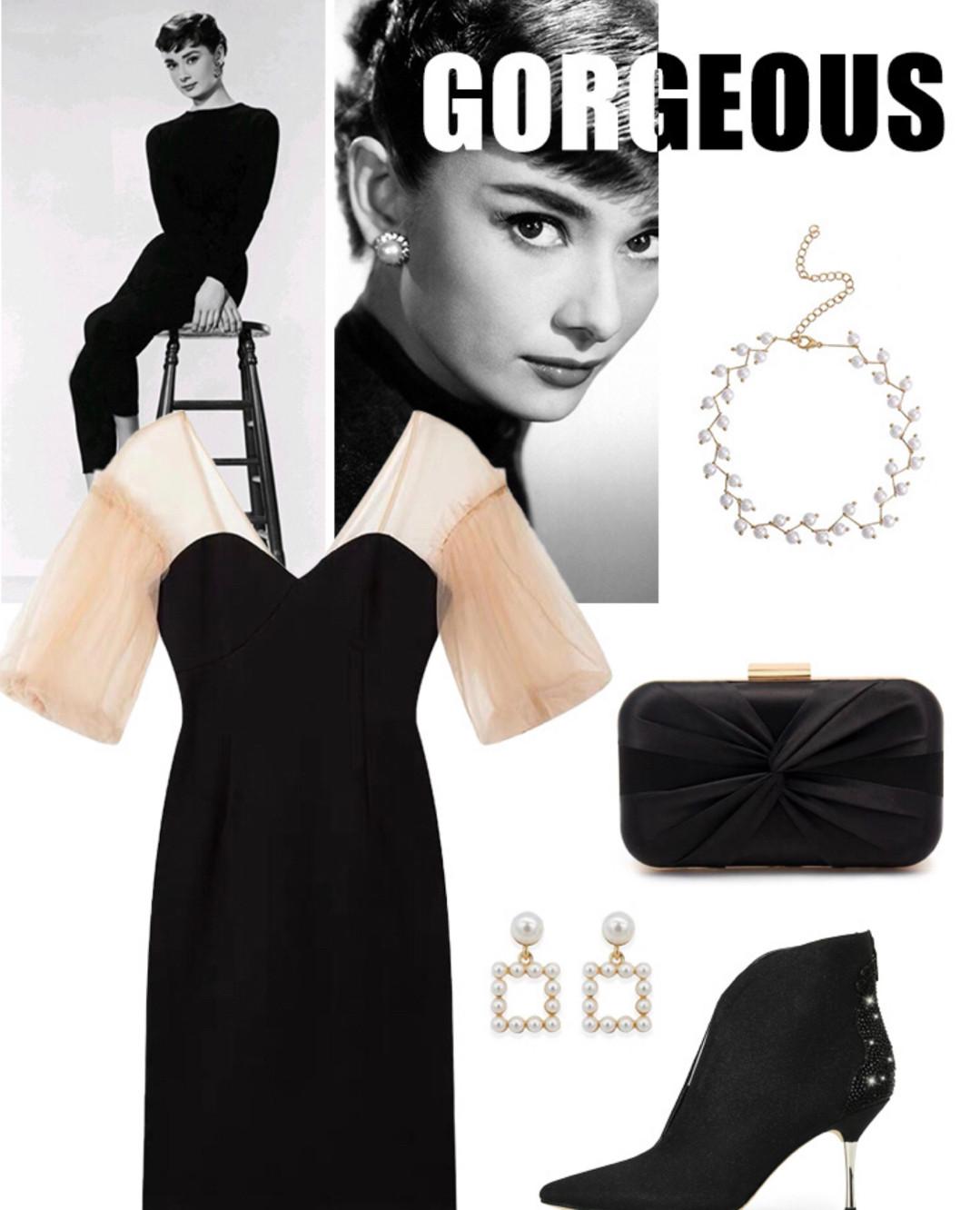 刘嘉玲黑外套红黑拼接毛线裙,刘嘉玲黑色礼服