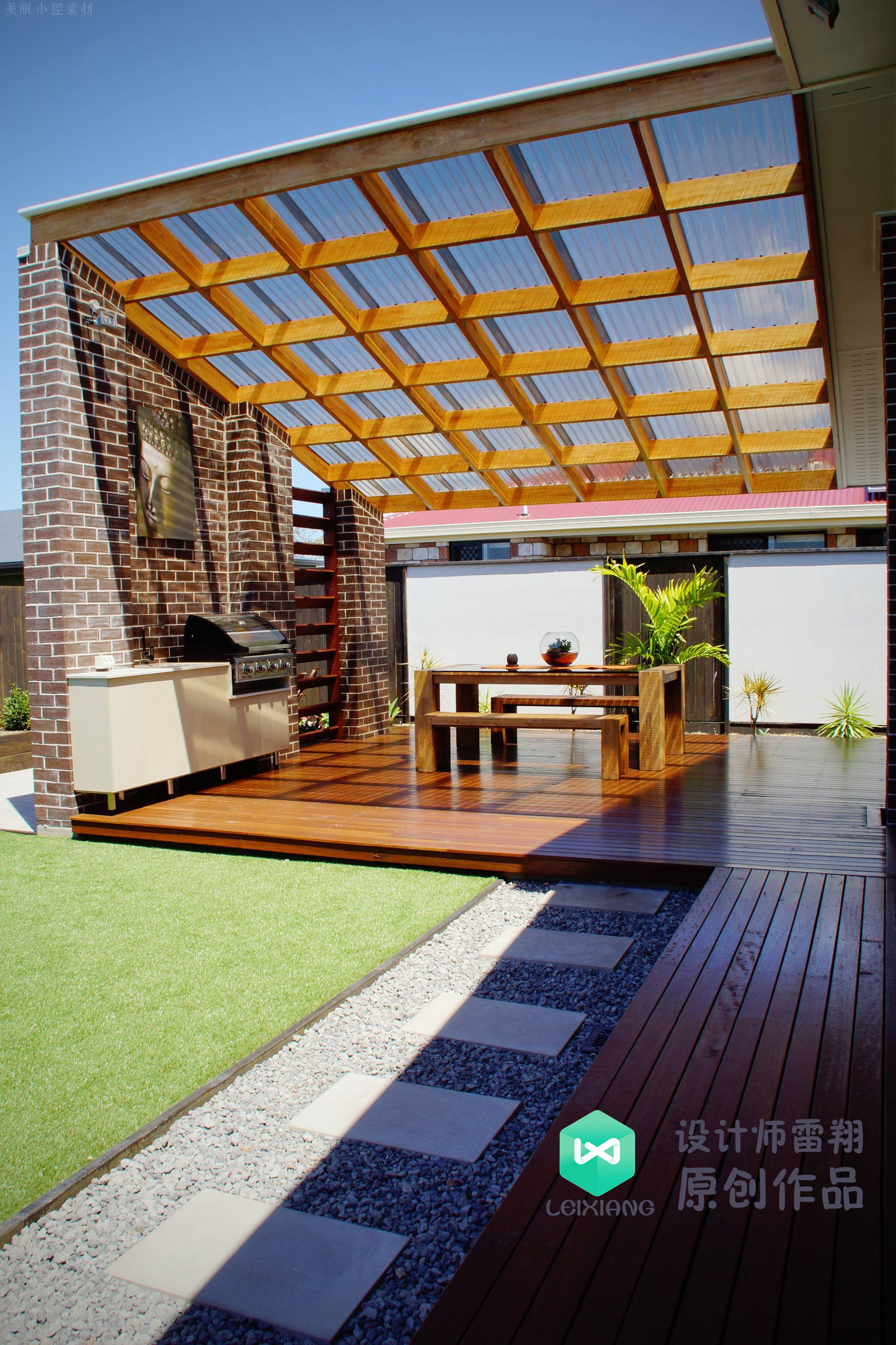 庭院防腐木颜色搭配效果图,庭院怎么铺装防腐木