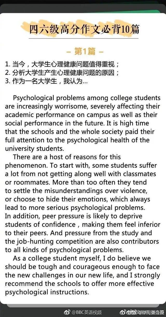 四六级高分英语作文赏析,四六级英语优秀作文及翻译