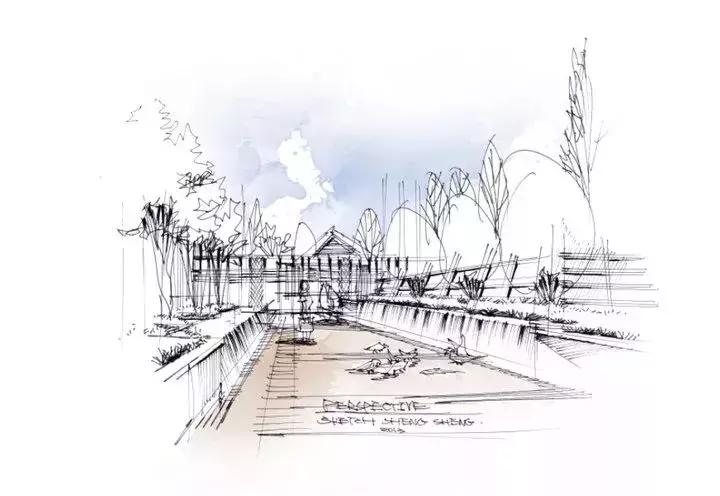 手绘效果图设计详解,干货五幅景观手绘效果图步骤图解