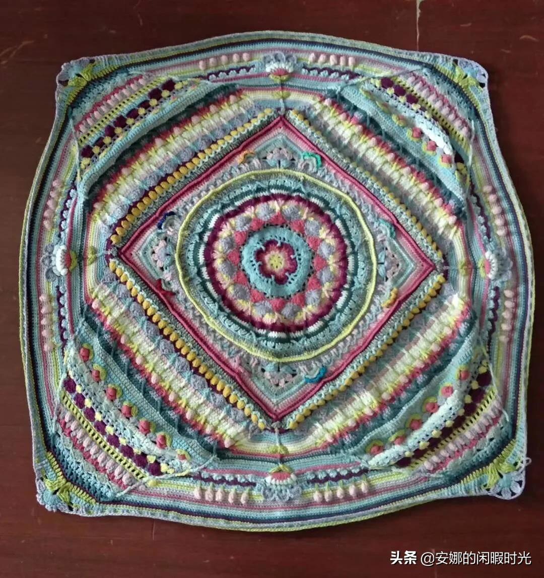 曼陀罗毯子编织教程,苏菲花园曼陀罗毯子钩法高清图解