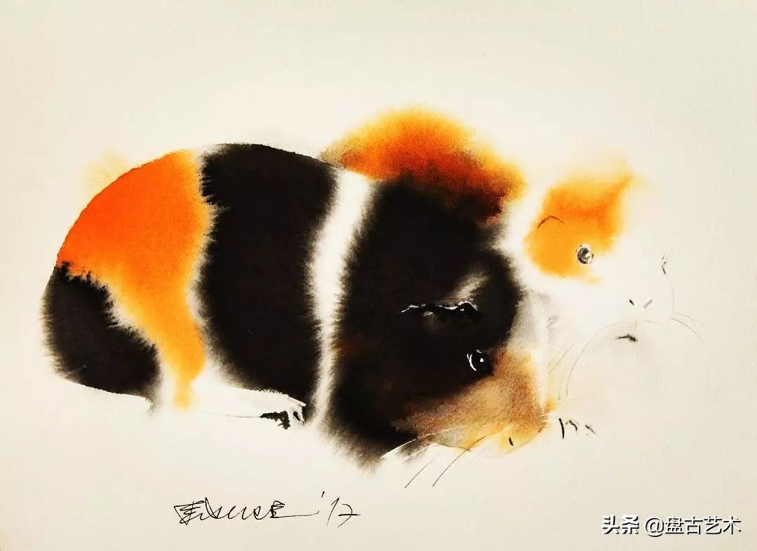 盘古文化艺术国画,盘古在宇宙中开天辟地国画