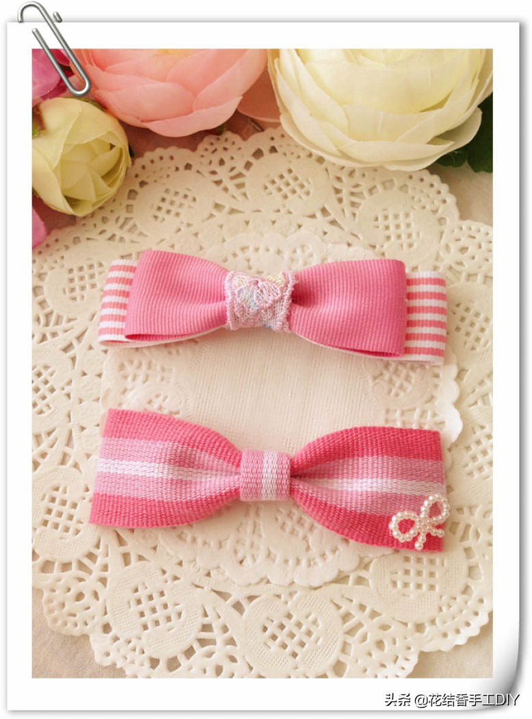布艺发饰三层蝴蝶结发夹鸭嘴夹,手工制作蝴蝶结发饰教程