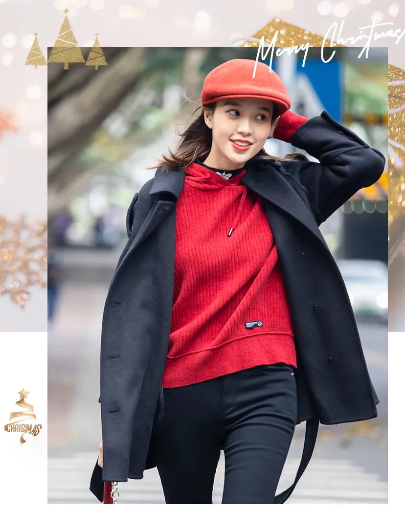 红大衣+绿卫衣=绝美！今年冬天照着穿，显瘦又有气质