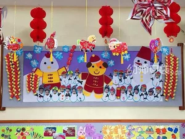 幼儿园元旦新年吊饰环创简单好看,幼儿园元旦墙面挂饰环创