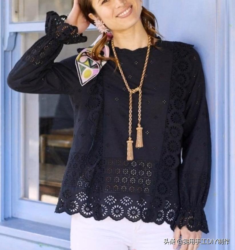 时尚原创设计蕾丝上衣,设计师款棉麻蕾丝上衣夏