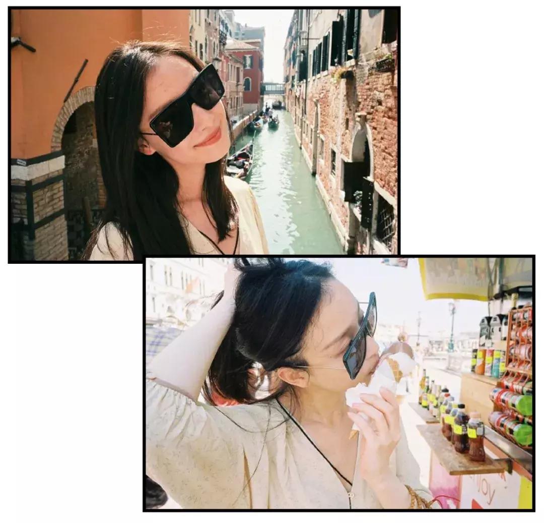 倪妮牛仔背带裙,倪妮穿黑色鱼尾裙