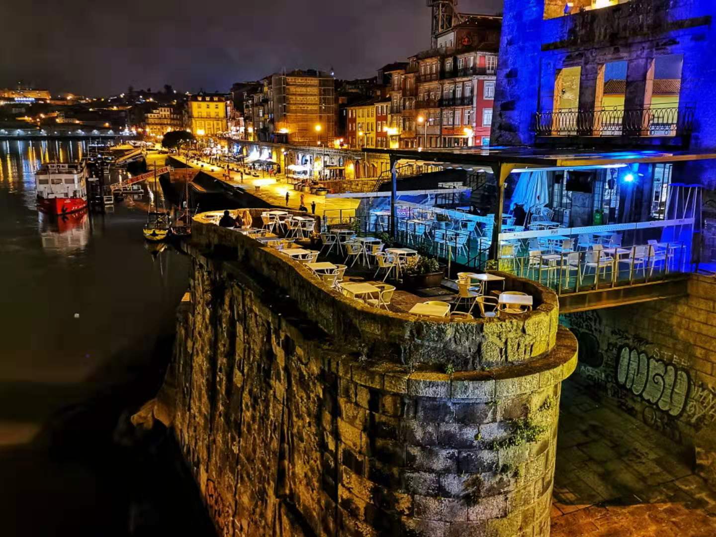 波尔图葡萄牙名城,雨夜漫步