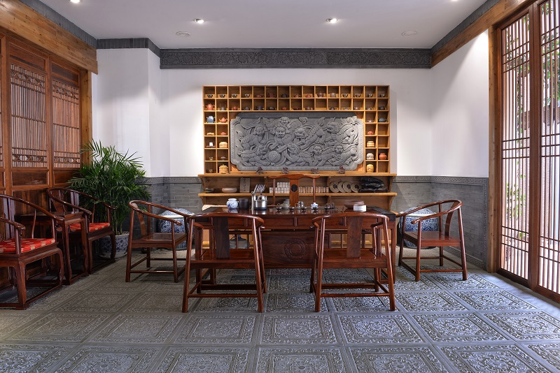 新中式四合院会所禅意装修效果图,四合院私人接待会所布局